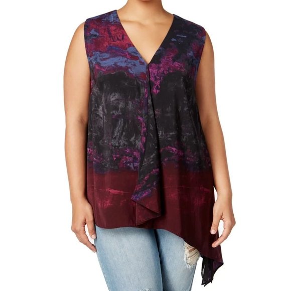 Rachel Rachel Roy Sleeveless Multi-Colour Tunic Top w/Asymmetrical Hemline, Sz.M - Picture 10 of 13